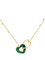 John Lewis IBB Malachite Link Heart Pendant Necklace Yellow Gold/Multi 39-41.5 cm- Buy online at McGrocer