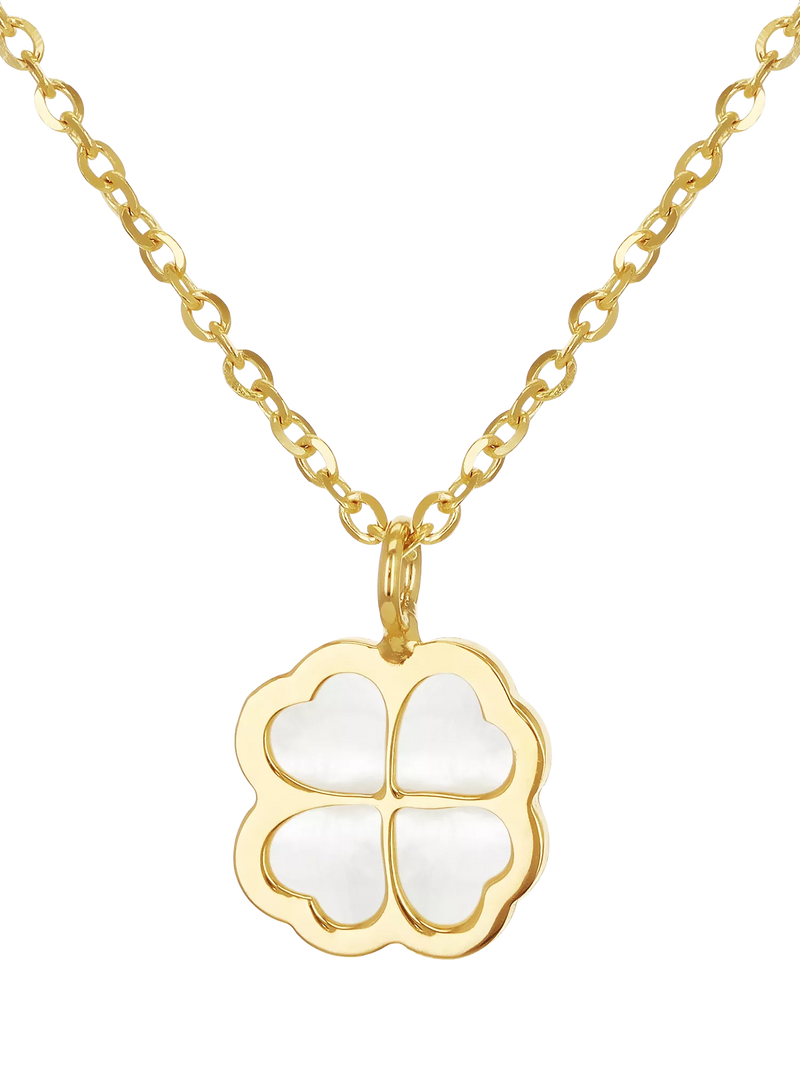 IBB Pearl Clover Pendant with mother of pearl in 9ct yellow gold (British brand)