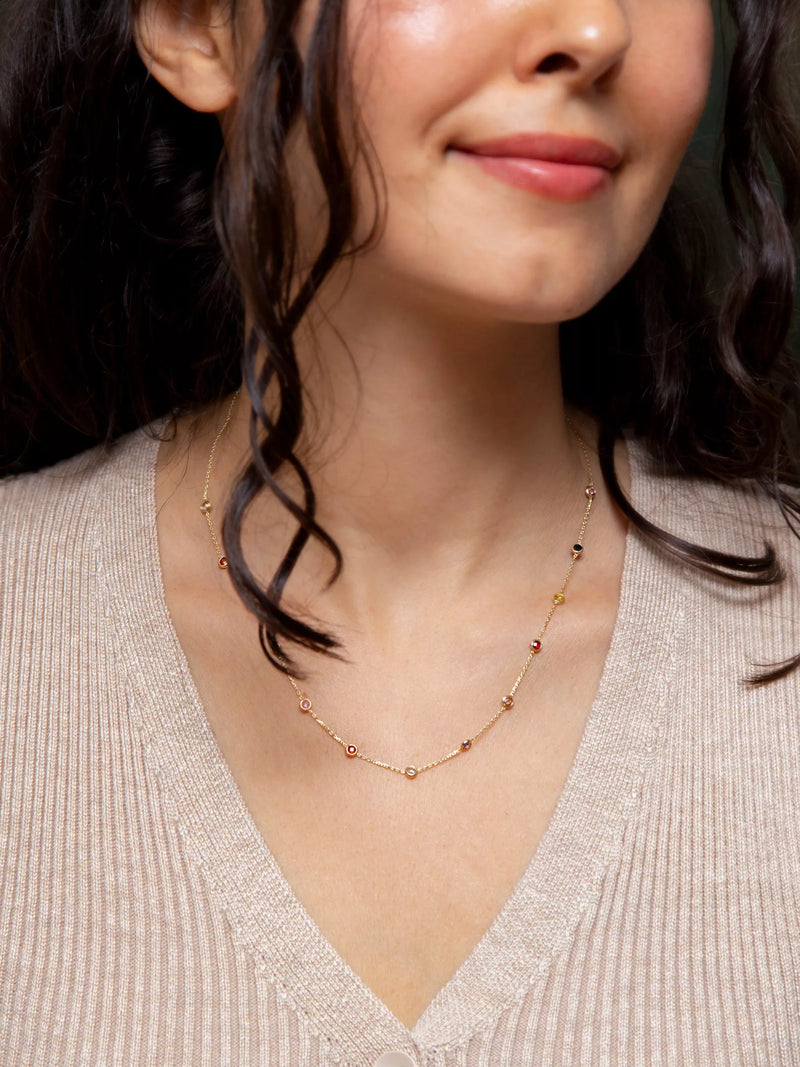 IBB cubic zirconia necklace in yellow gold 9ct, UK version