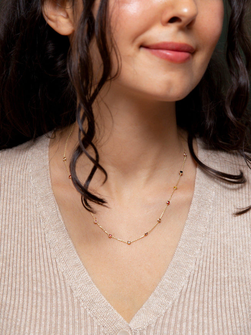 IBB cubic zirconia necklace in yellow gold 9ct, UK version