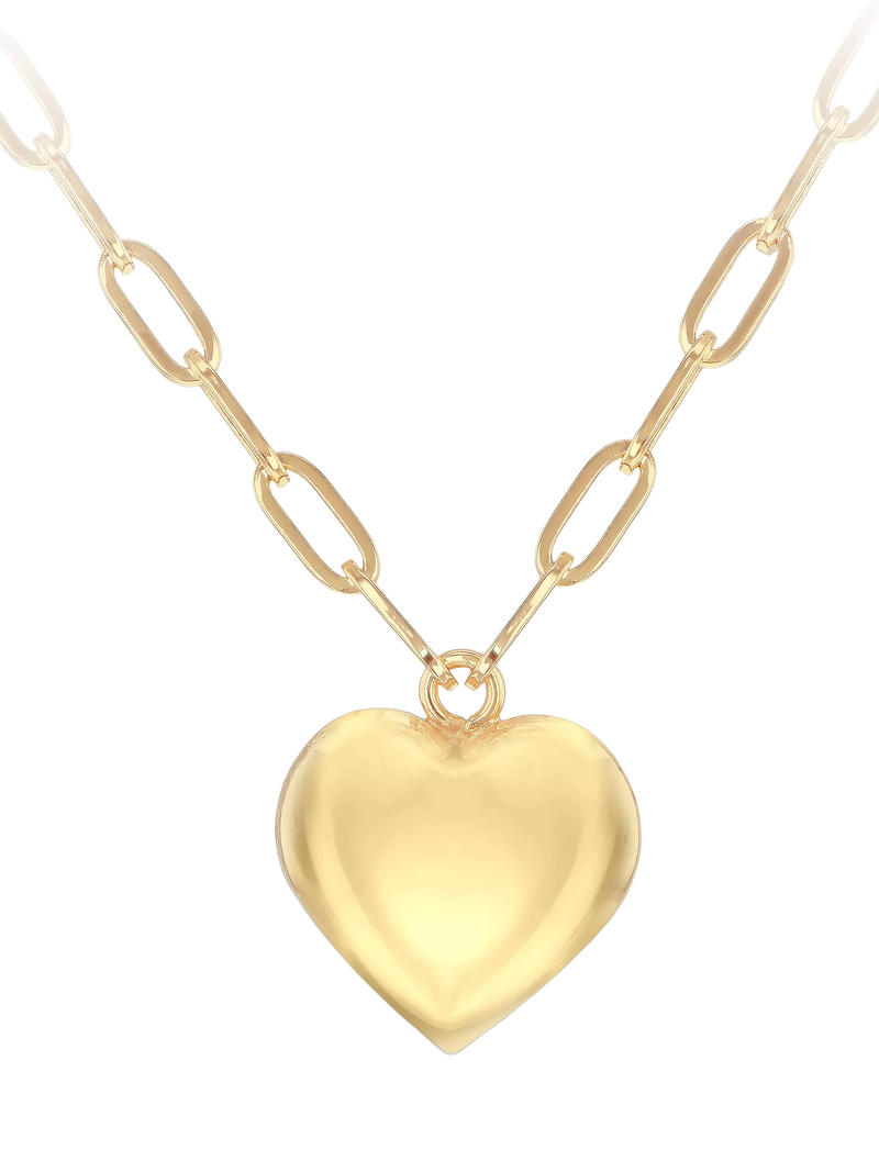 IBB 9ct yellow gold puffed heart adjustable necklace (British brand)