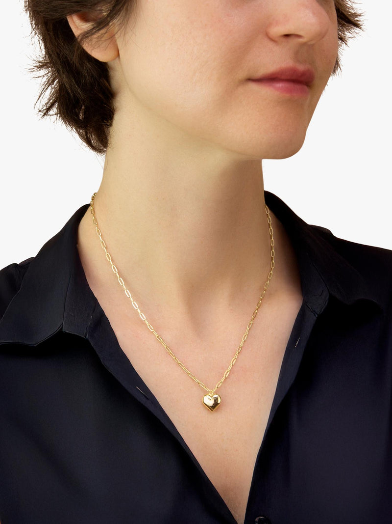 IBB 9ct yellow gold puffed heart adjustable necklace (British brand)