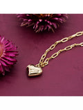 IBB 9ct yellow gold puffed heart adjustable necklace (British brand)
