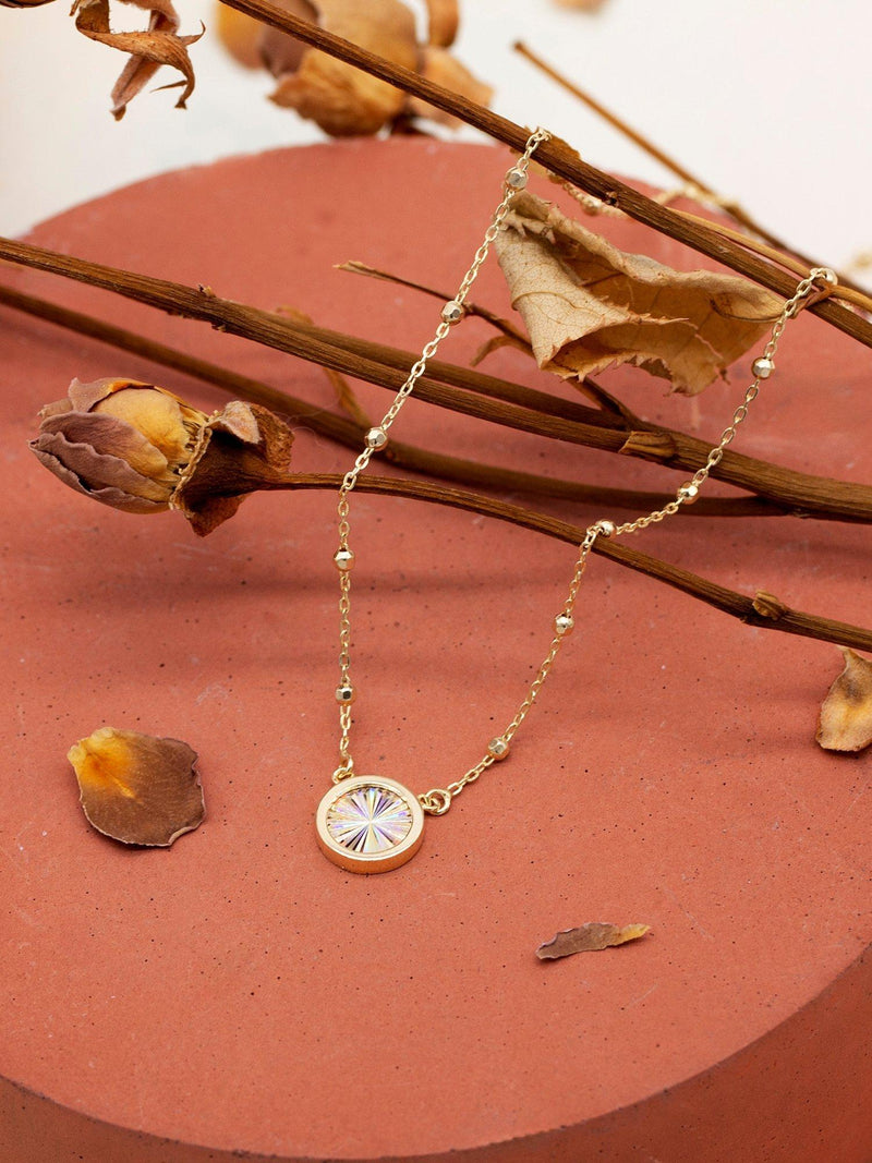 IBB 9ct gold rainbow circle trace ball necklace, UK version