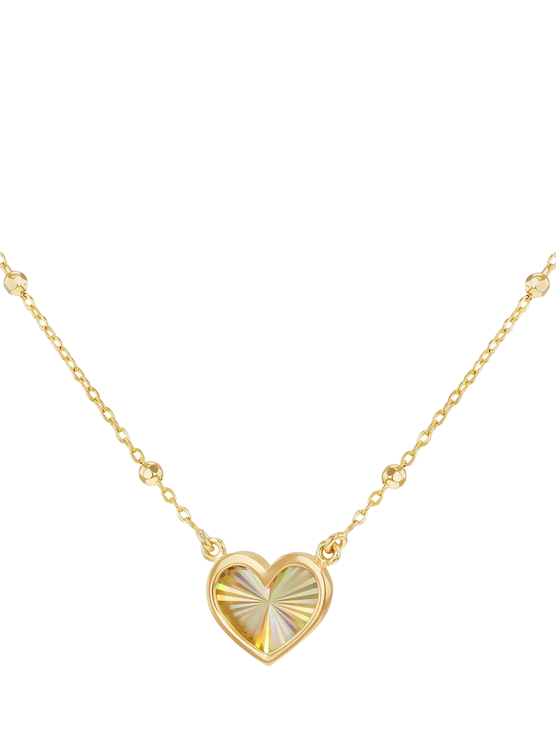 IBB 9ct yellow gold rainbow heart pendant necklace, UK version