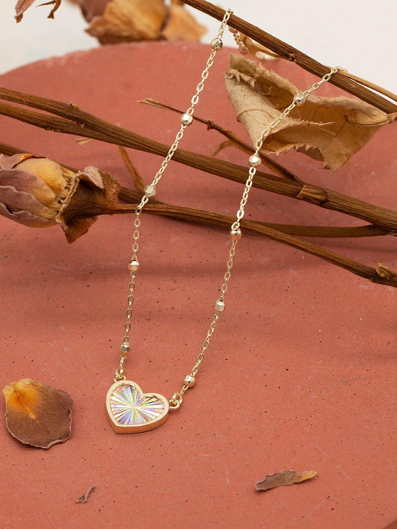 IBB 9ct yellow gold rainbow heart pendant necklace, UK version