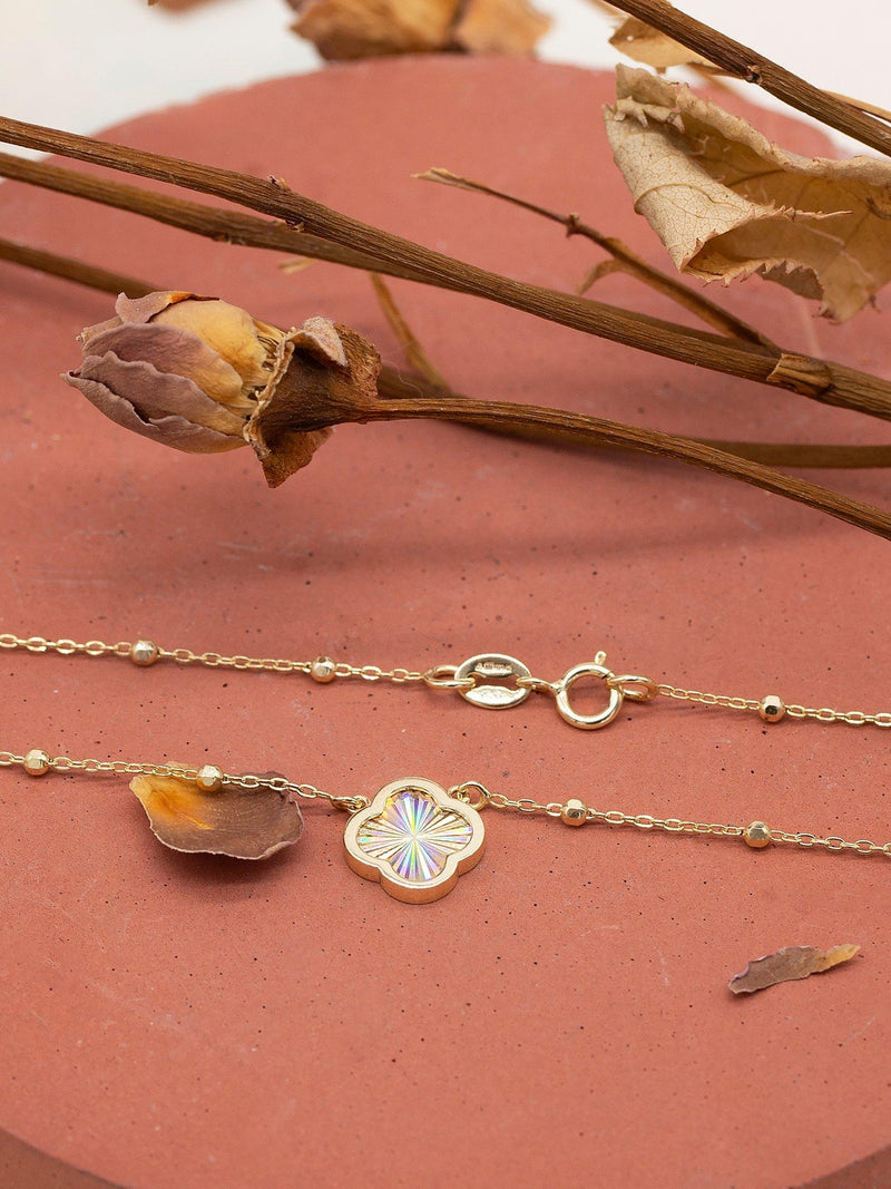 IBB 9ct yellow gold rainbow petal pendant necklace - British product