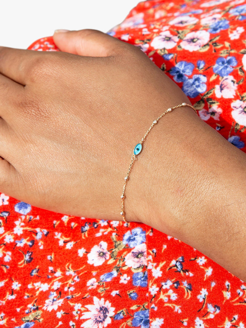 IBB evil eye charm bracelet 9ct yellow gold, UK version