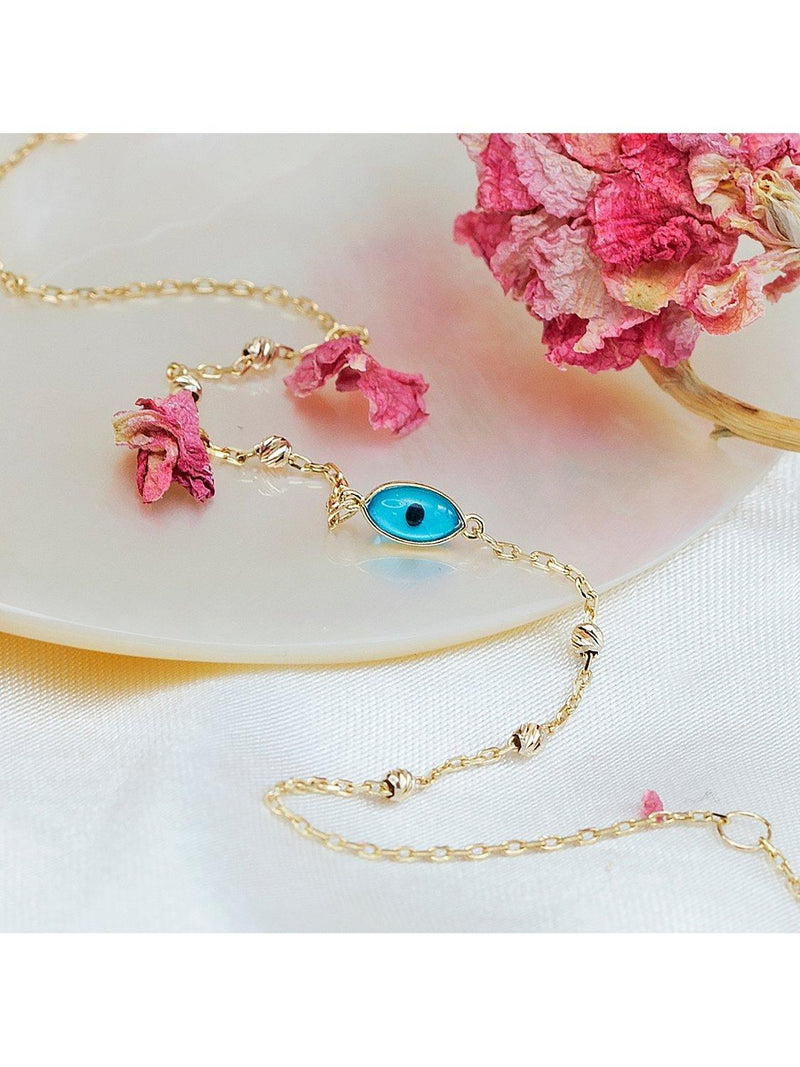 IBB evil eye charm bracelet 9ct yellow gold, UK version