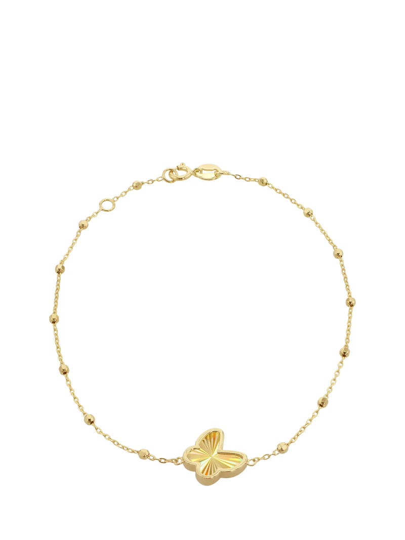 IBB gold bracelet rainbow butterfly charm 9ct - British product