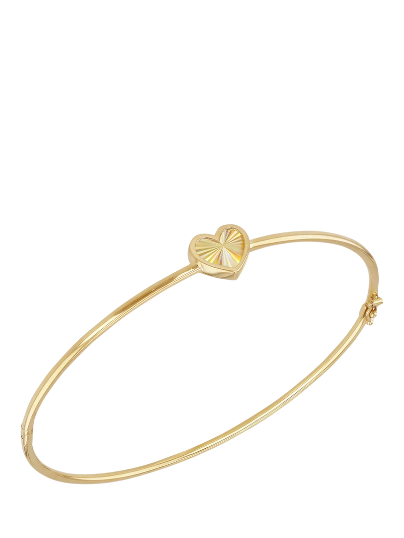 IBB 9ct yellow gold rainbow heart bangle, imported from the UK