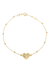 John Lewis IBB 9ct Yellow Gold Rainbow Heart Trace and Ball Bracelet 18-19cm- Buy online at McGrocer