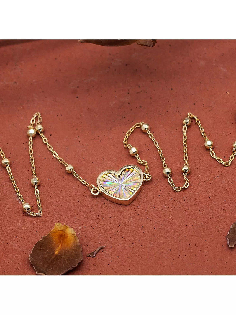 IBB 9ct yellow gold rainbow heart bracelet - British product