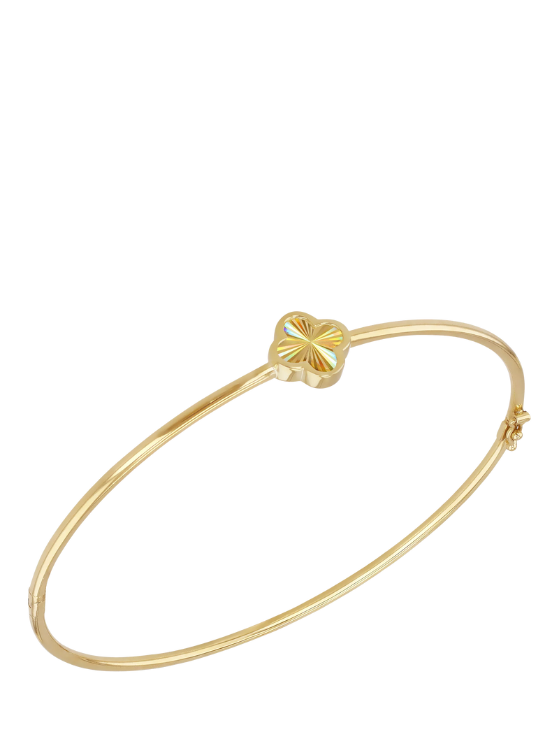 IBB 9ct yellow gold rainbow petal bangle with 8mm pendant (British brand)