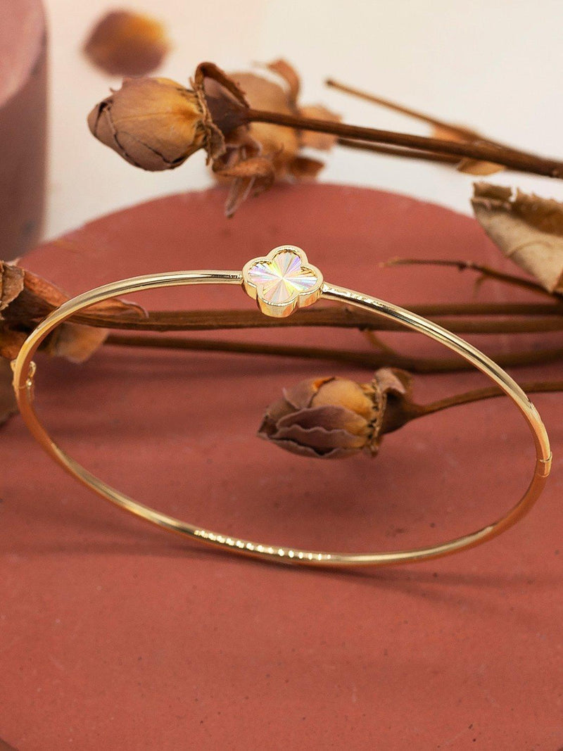 IBB 9ct yellow gold rainbow petal bangle with 8mm pendant (British brand)