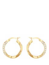 John Lewis IBB 9ct Yellow Gold Twist Cubic Zirconia Creole Earrings- Buy online at McGrocer