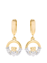 John Lewis IBB 9ct Hoop Claddagh Drop Earrings, Yellow Gold- Buy online at McGrocer