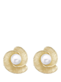 IBB 9ct yellow gold freshwater pearl flower stud earrings, imported from the UK