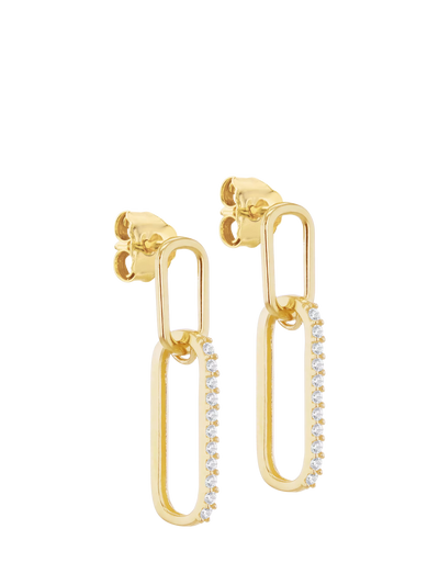 John Lewis IBB Oval Paperclip Drop Earrings, Yellow Gold/Multi- Buy online at McGrocer