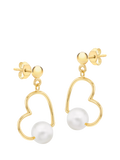 IBB freshwater pearl heart drop earrings yellow gold - British product