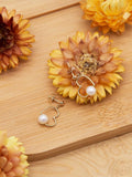 IBB freshwater pearl heart drop earrings yellow gold - British product