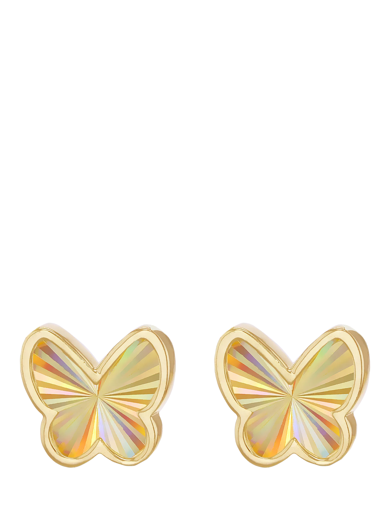 IBB 9ct yellow gold rainbow butterfly stud earrings, imported from the UK