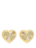 IBB 9ct yellow gold rainbow heart stud earrings, UK version