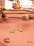 IBB 9ct yellow gold rainbow heart stud earrings, UK version