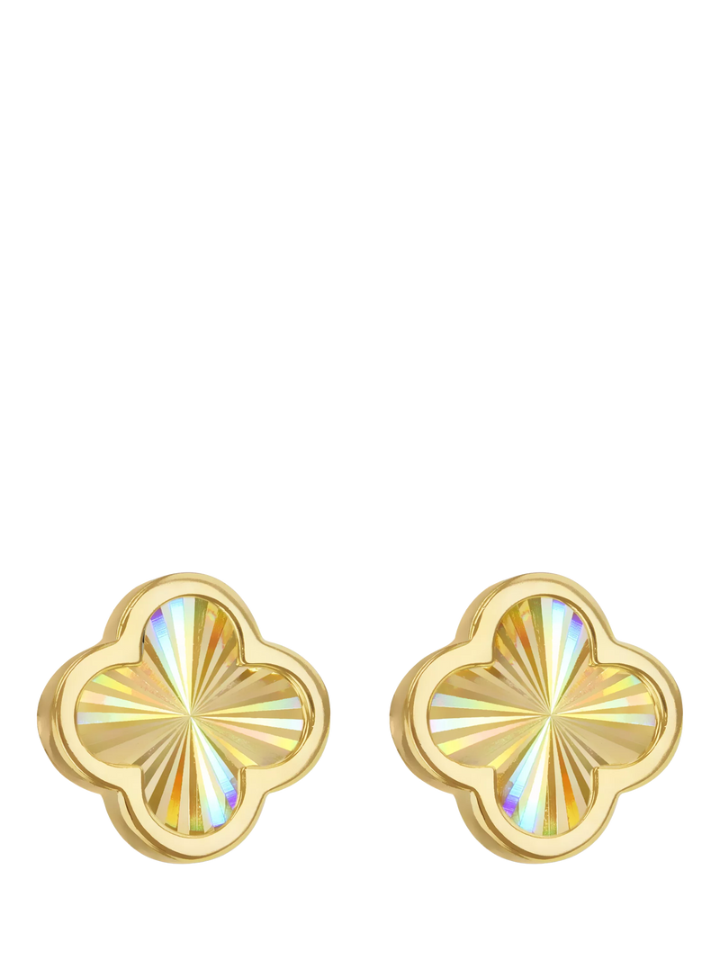 IBB 9ct yellow gold rainbow petal stud earrings, imported from the UK