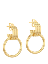 John Lewis IBB 9ct Yellow Gold Triple Tube Circle Drop Stud Earrings- Buy online at McGrocer