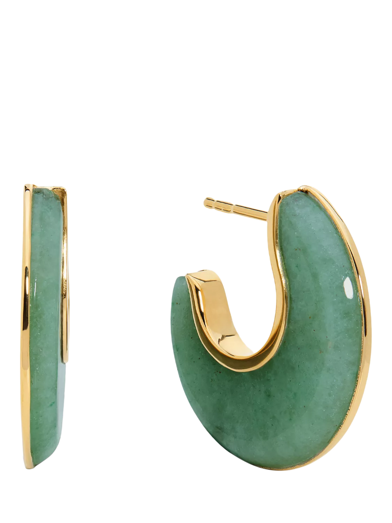 Monica Vinader reversible aventurine hoop earrings, imported from the UK