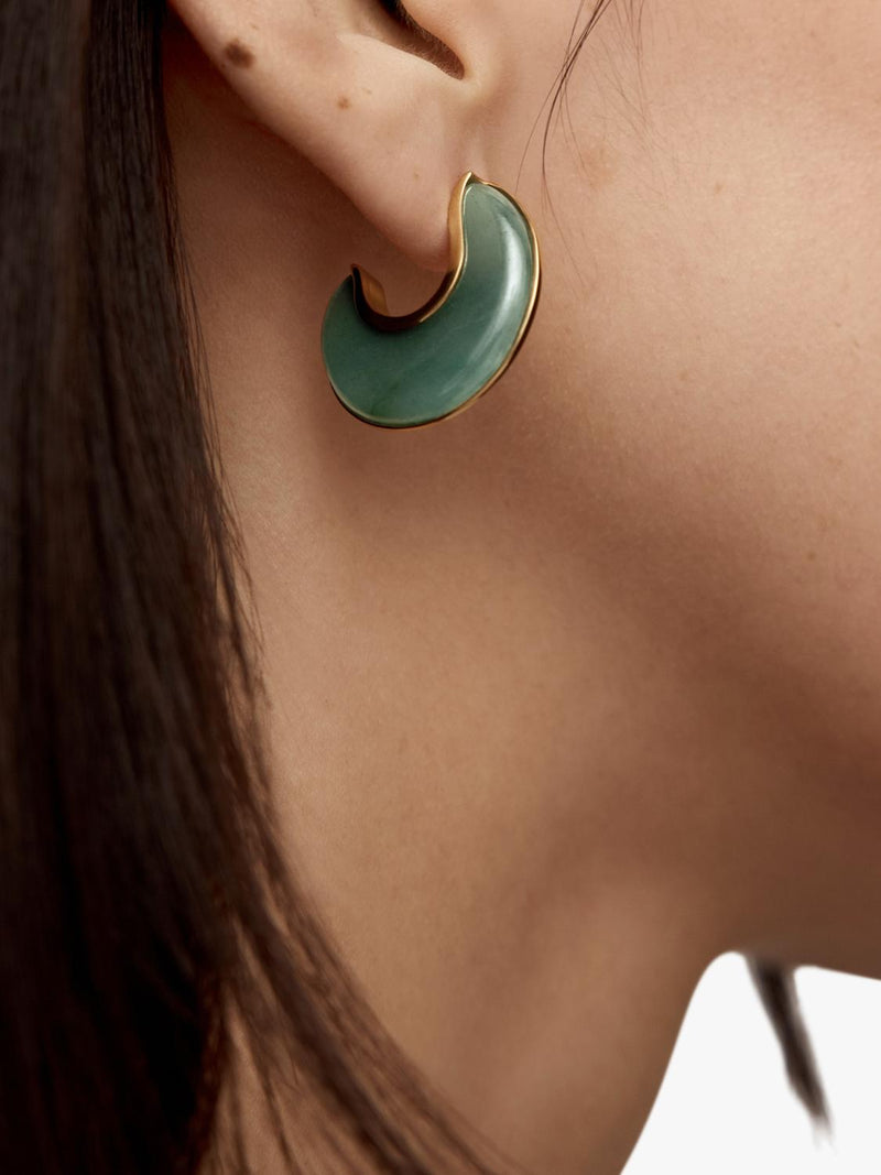 Monica Vinader reversible aventurine hoop earrings, imported from the UK
