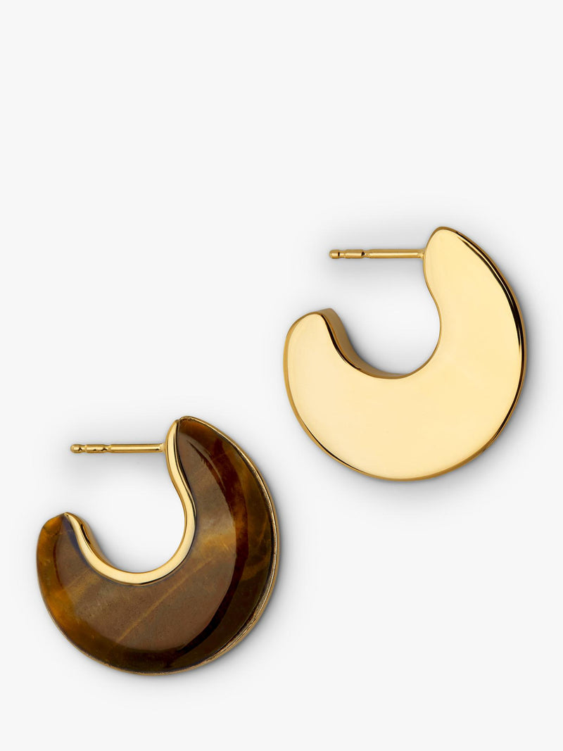 Monica Vinader reversible Tiger's Eye hoop earrings 2.5cm (British brand)