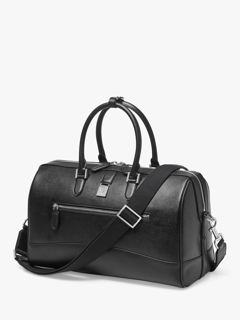 Aspinal of London Connaught leather flight bag black (British brand)