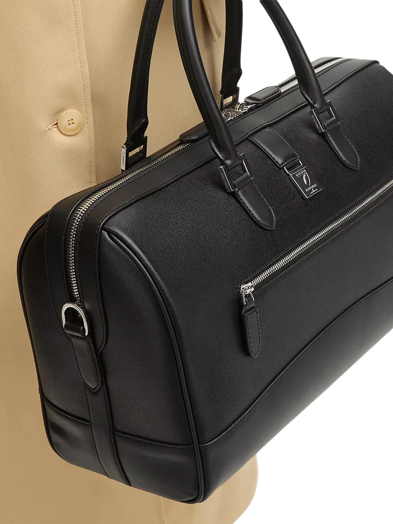 Aspinal of London Connaught leather flight bag black (British brand)