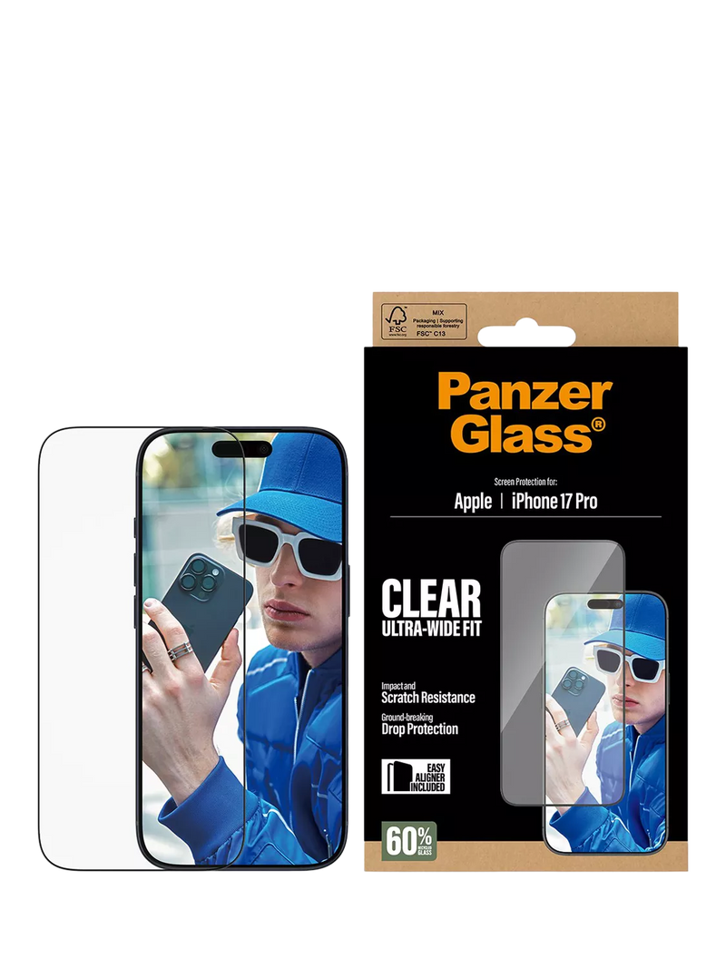 PanzerGlass screen protector Ultra-Wide for iPhone 17 Pro (British brand)