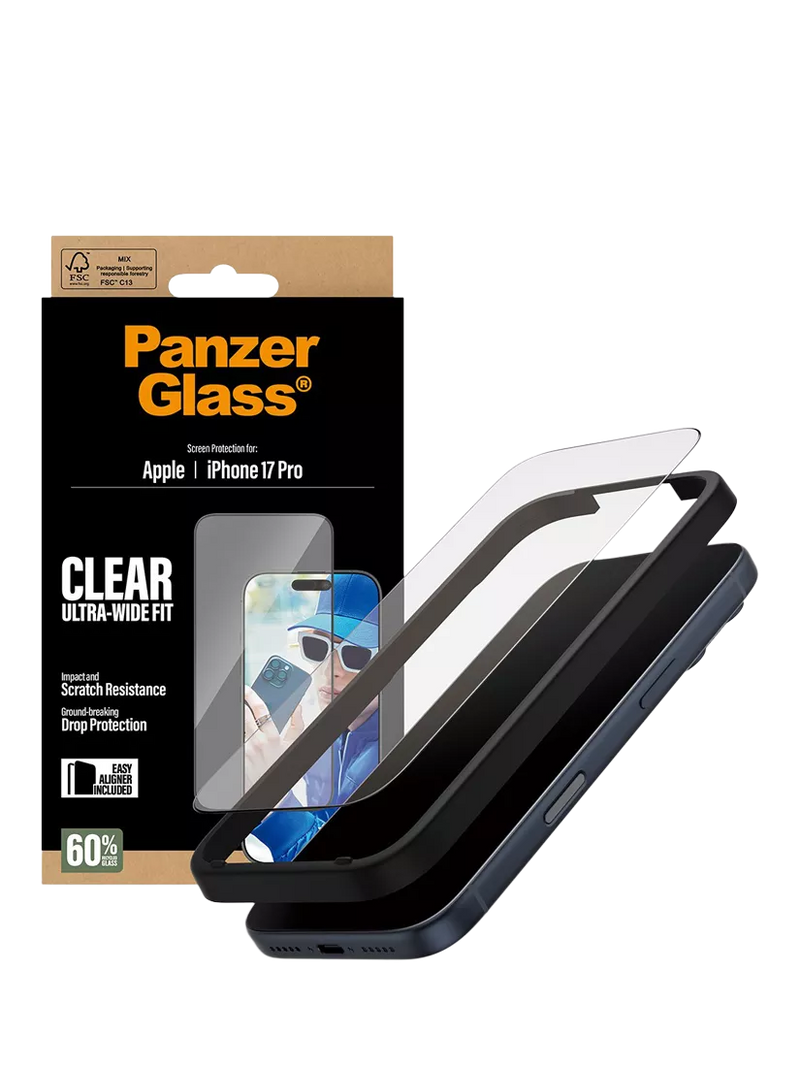 PanzerGlass screen protector Ultra-Wide for iPhone 17 Pro (British brand)