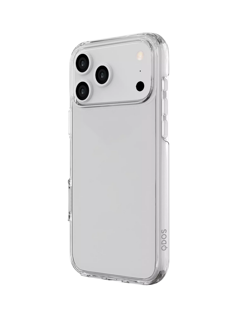 QDOS hybrid case for iPhone 17 Pro Max clear - British product