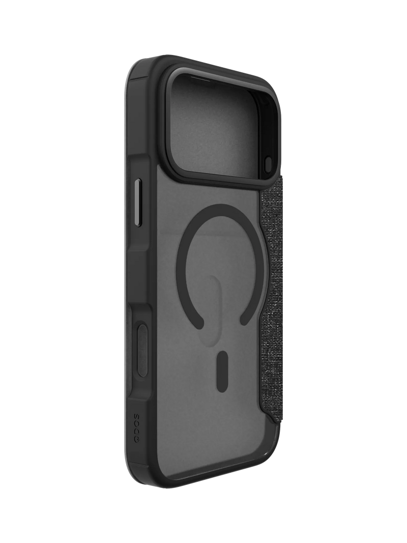 QDOS Hybrid Fold Folio Case Clear Black for iPhone 17 Pro Max, UK version