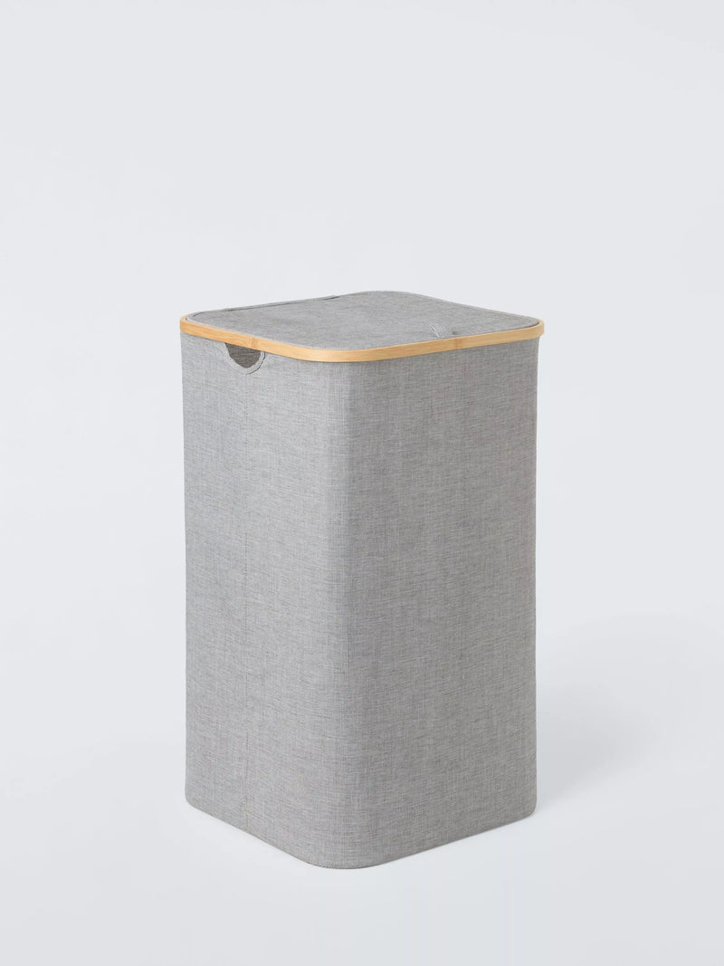 John Lewis bamboo rim tall square laundry hamper grey - British product
