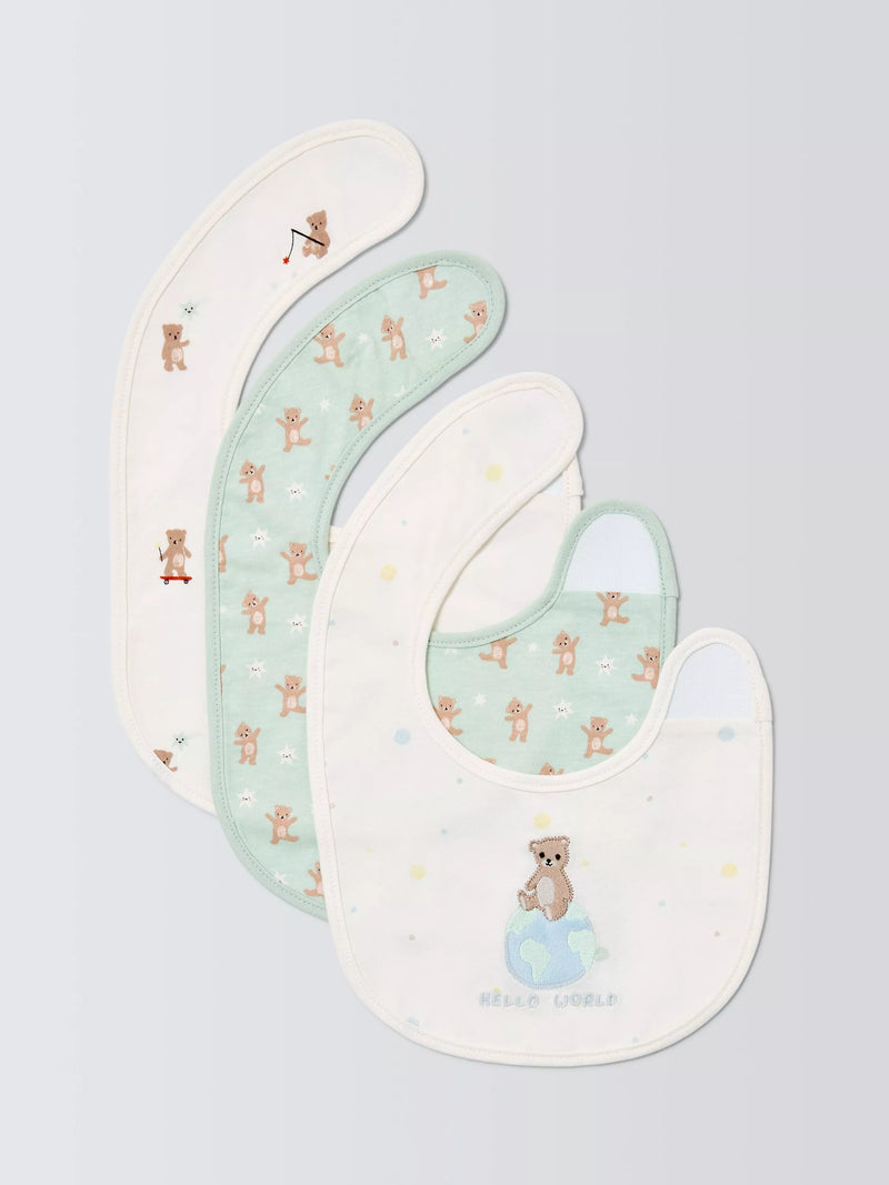 John Lewis Daydream Bear round bibs pack of 3 - British product