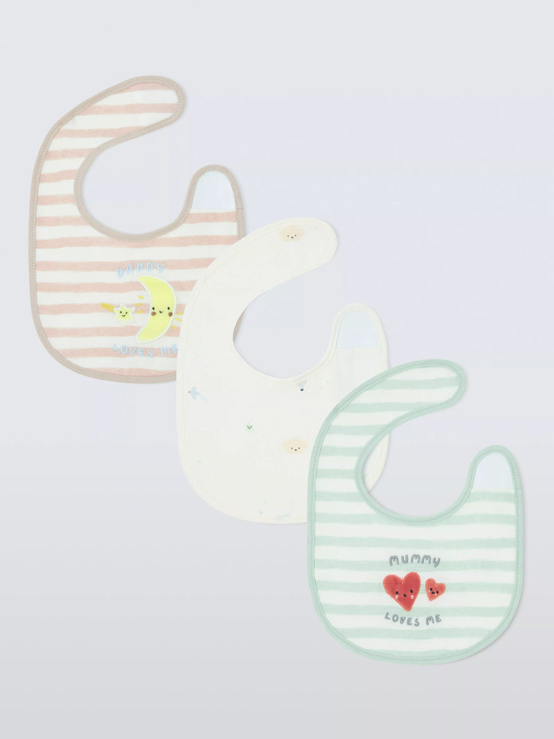 John Lewis Daydream Moon round bibs pack of 3, imported from the UK