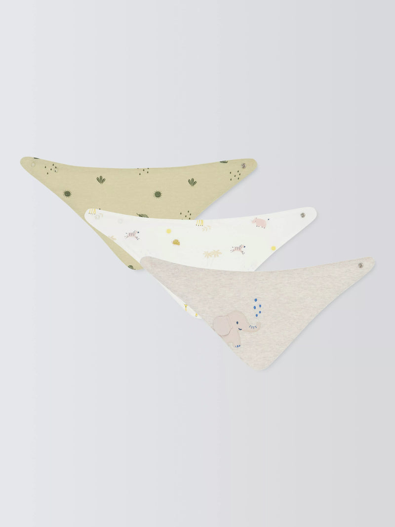 John Lewis Eden Safari soft dribble bibs pack of 3, imported from the UK