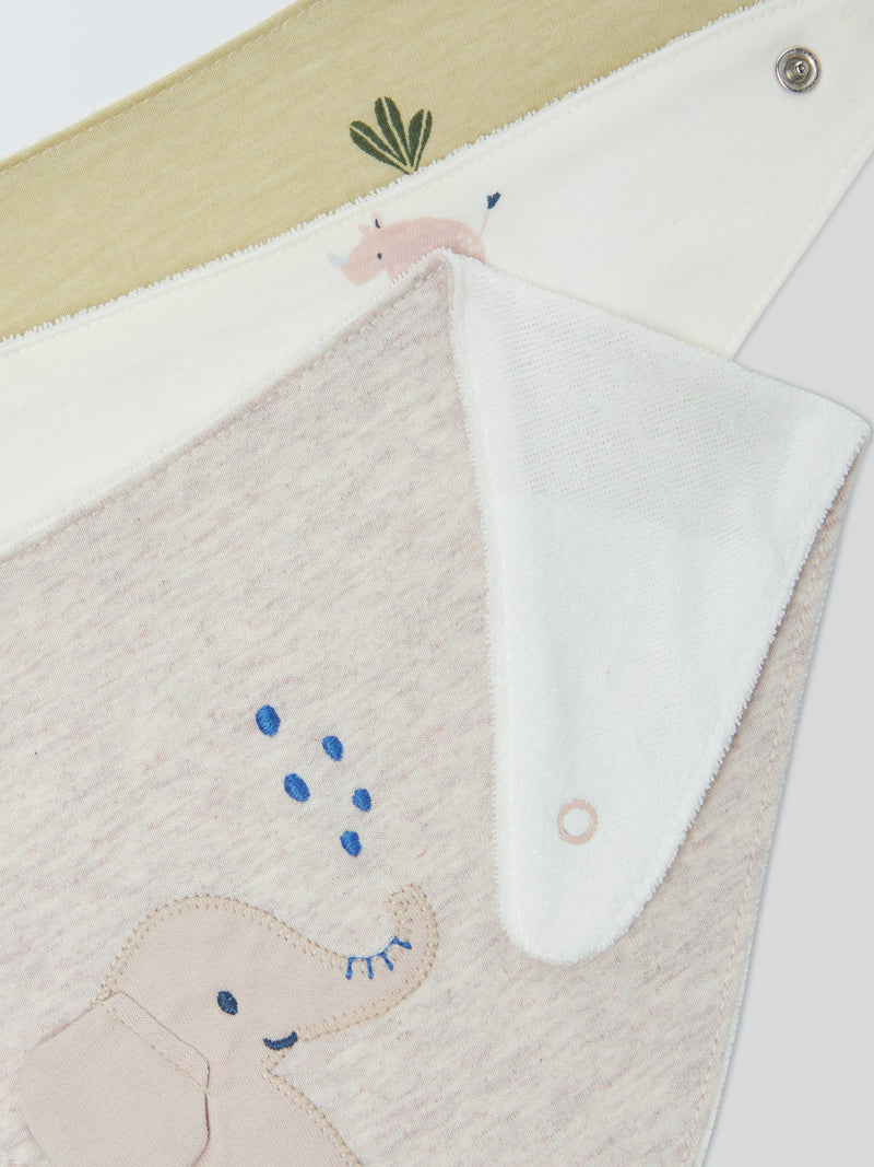 John Lewis Eden Safari soft dribble bibs pack of 3, imported from the UK