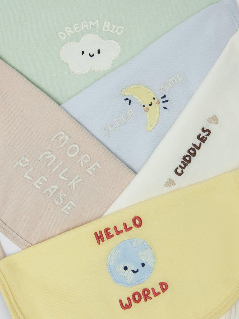 John Lewis round baby bibs moon pattern pack of 5 (British brand)