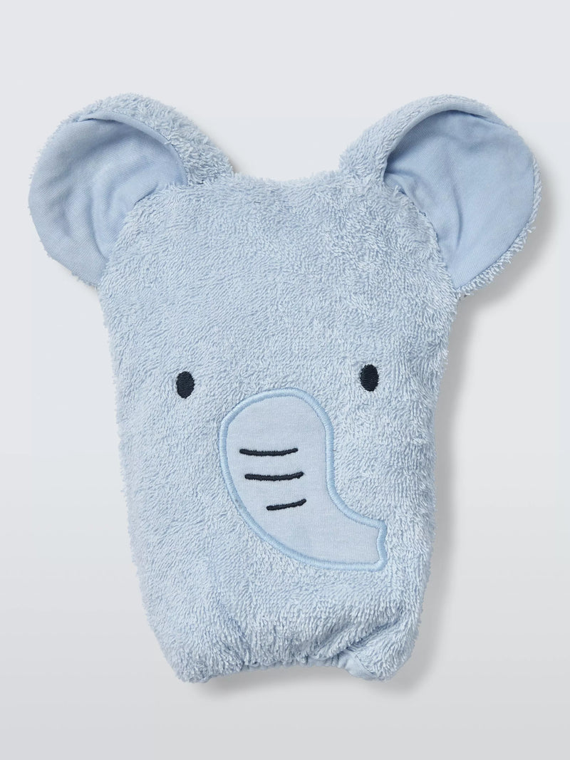 John Lewis wash mitt blue elephant 20x14cm, UK version