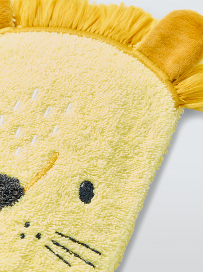 John Lewis lion wash mitt yellow 100% cotton, UK version