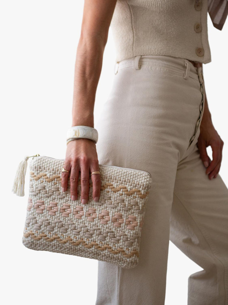 The Small Home woven organic cotton clutch multi - British product