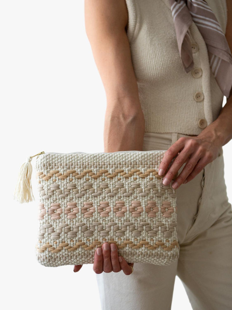 The Small Home woven organic cotton clutch multi - British product