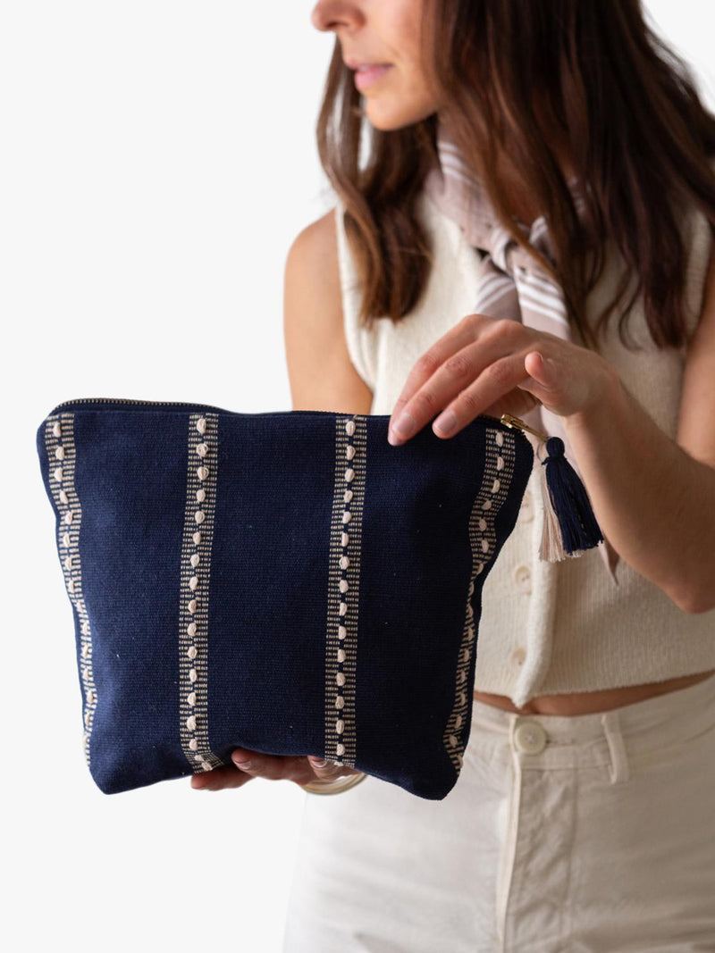 The Small Home blue pinstripe wash bag - British product